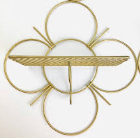 Vintage Gold Flower Wire Metal Wall Shelf Mid Century Modern Atomic Mategot Styl - Picture 1 of 7